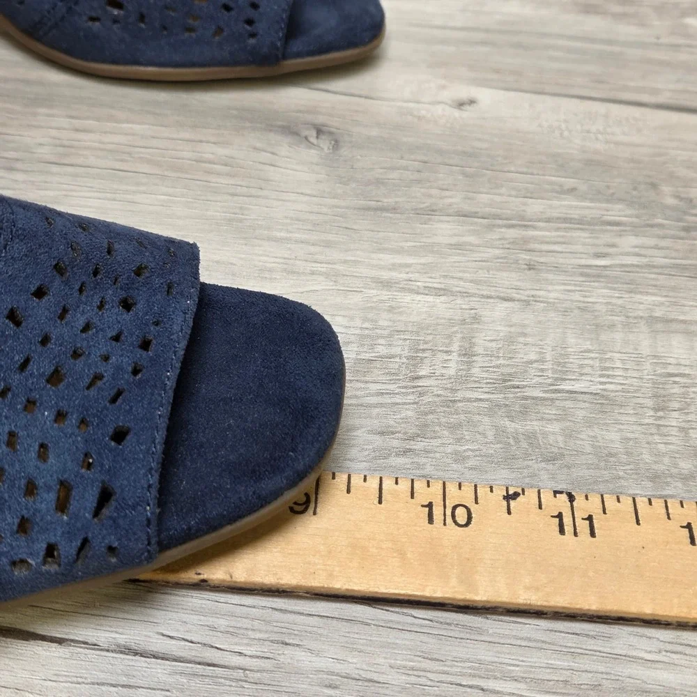 Sonoma Navy Blue Laser Cut Slingback Block Heel Sandals Womens Ortholite 6/6.5